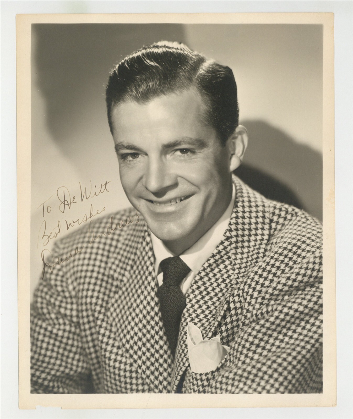 Dana Andrews 1941 Hand Signed Portrait 8x10 Photo Film Noir Actor Twilight Zone