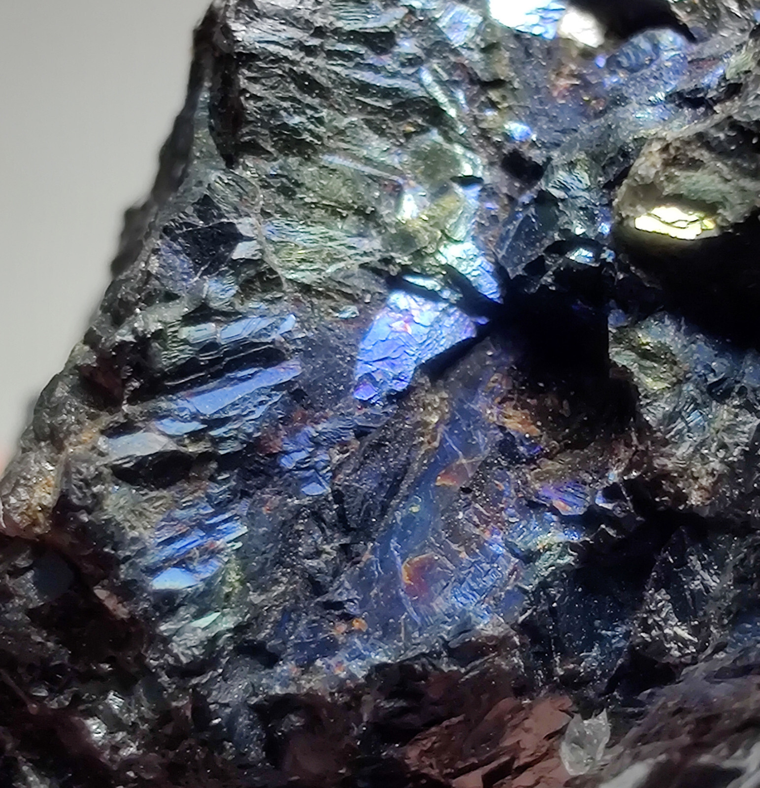 Sphalerite crystals with vibrant iridescence. Ontario, Canada. 37 grams.