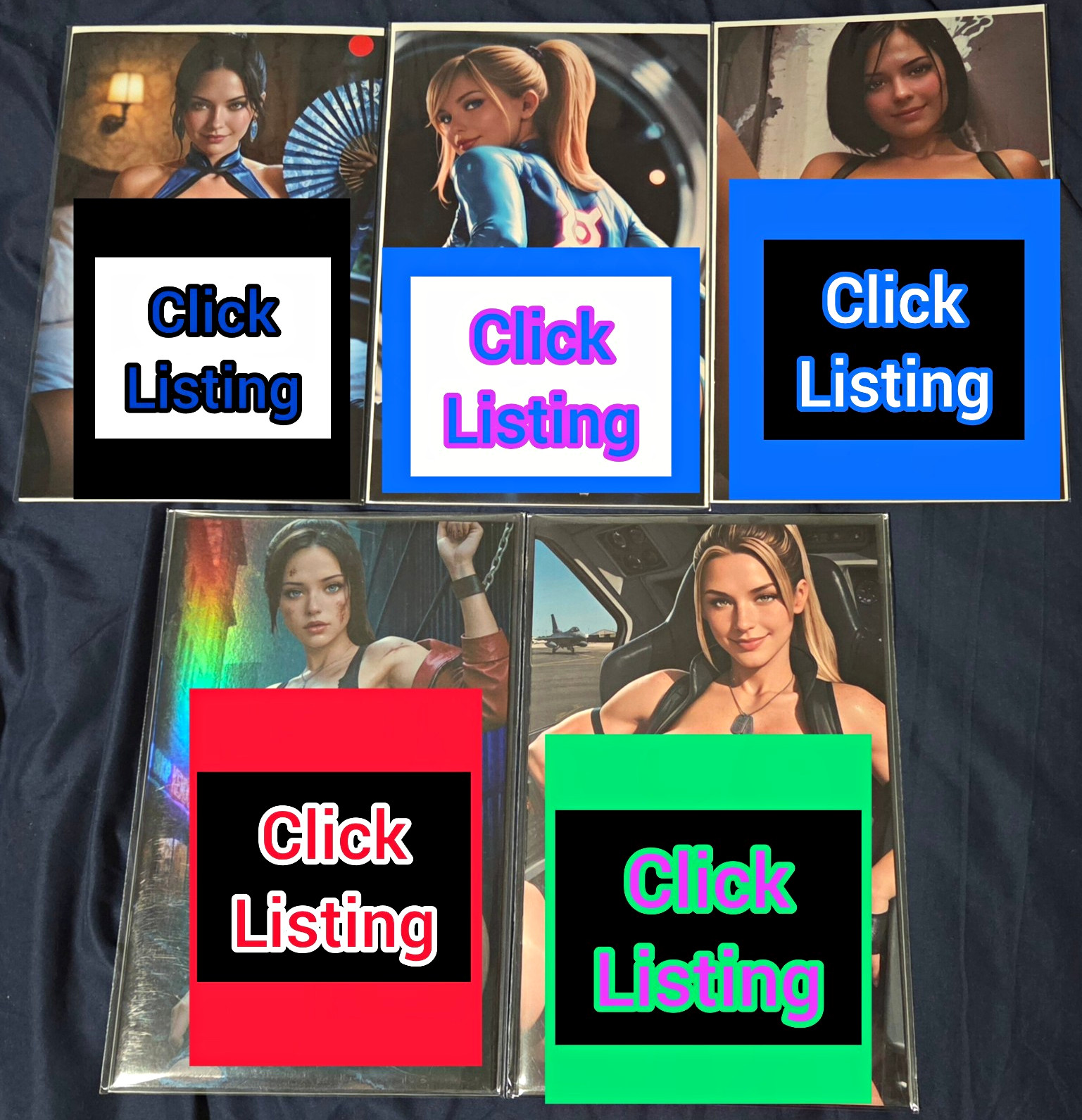 Lot Of 5 Fantasy Of Cosplay FOIL Claire Samus Jill Sonja Kitana Bangers Comics