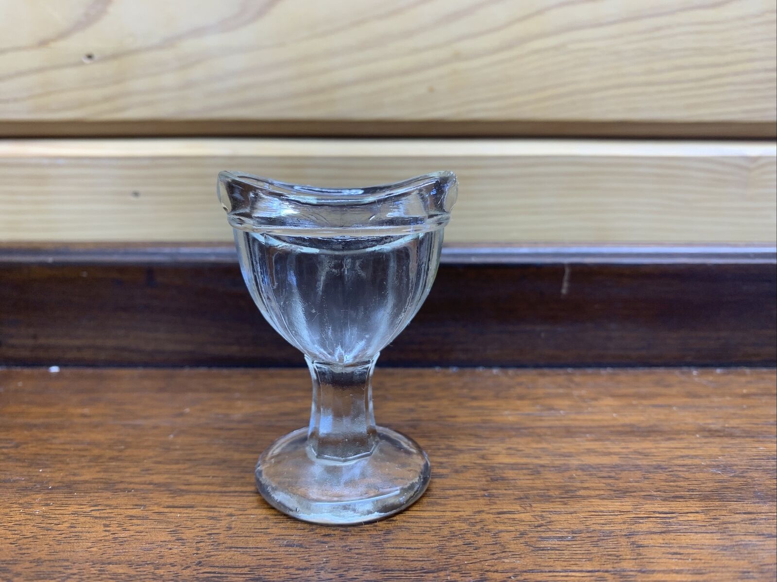 Paneled Glass Eye Wash Cup USA Vintage Medical Optical 2.25”