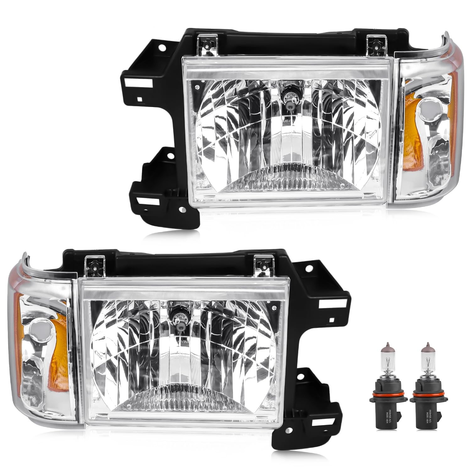 Ford Truck Headlight Assembly 1987 1991 Chrome Amber Ford Truck Headlight Assembly 1987 1991 Chrome Amber