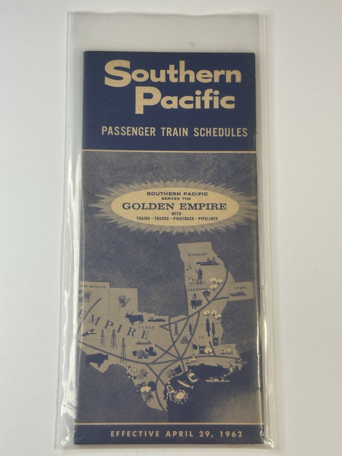 Vintage 1962 Southern Pacific Railroad Timetable Serves The Golden Empire MINT