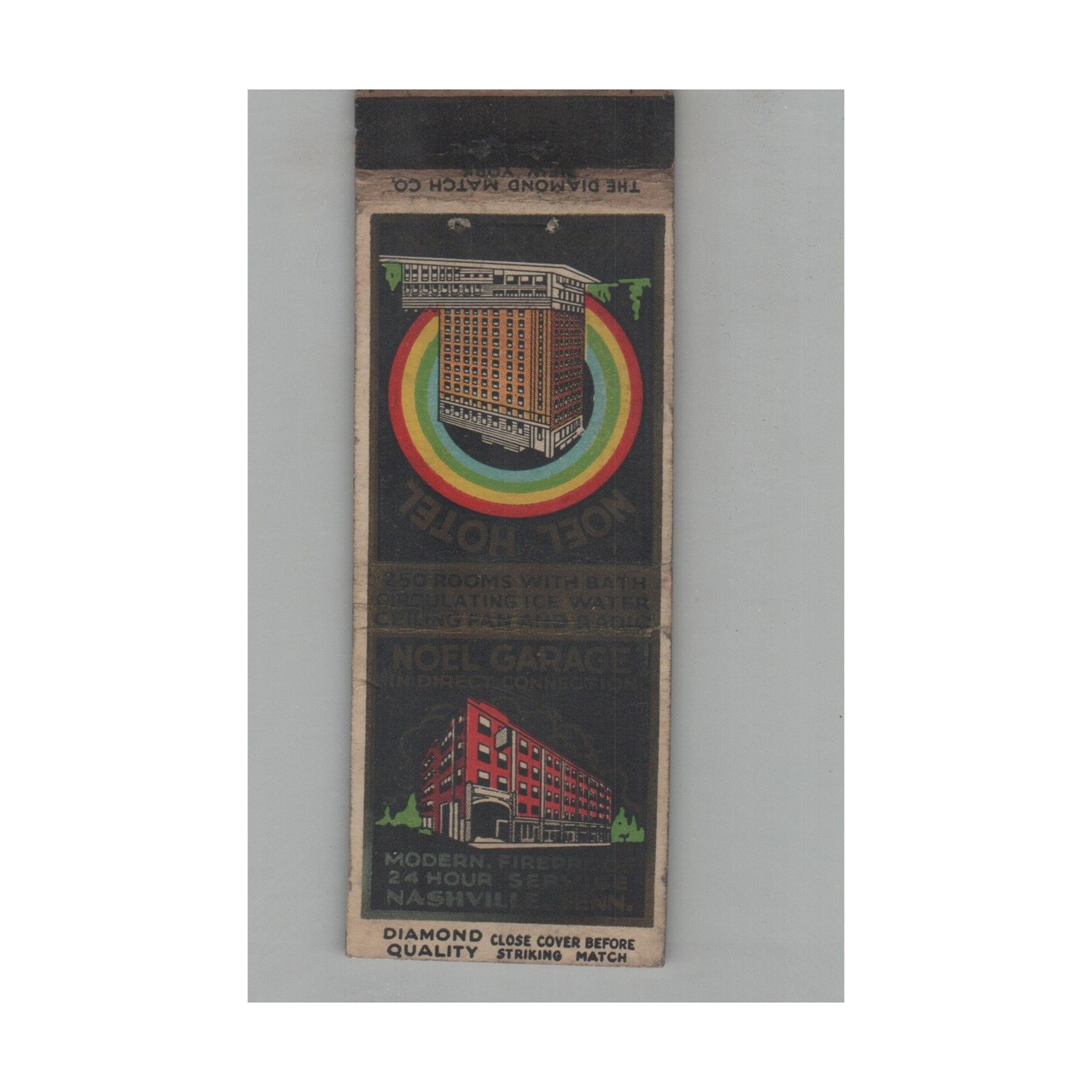 1920s-1930s Diamond Quality Matchbook Cover Noel Hotel Nashville TN