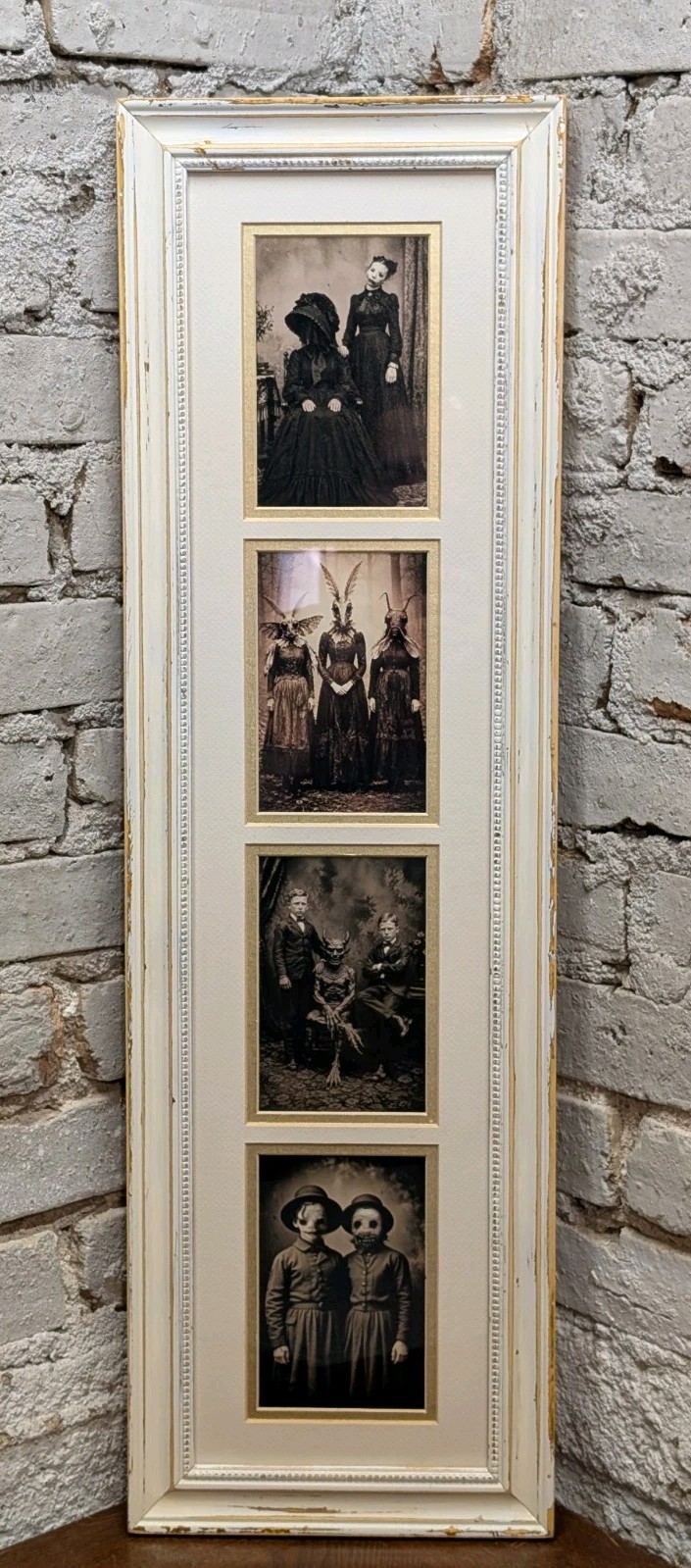 Vintage Set Of 4 Horrific Photos In Shabby Sheek Frame Photos By The Violet Veil