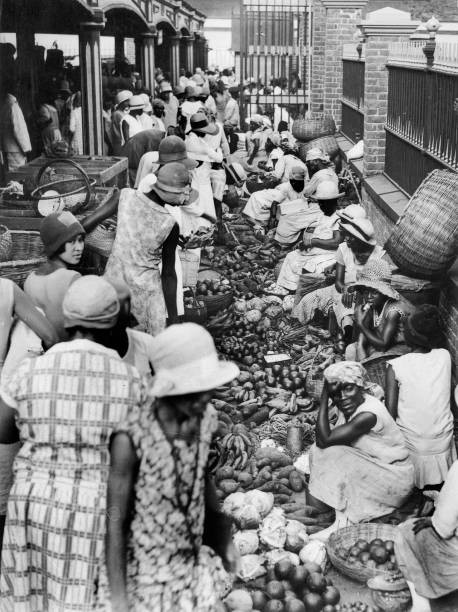 Market In A Street Of Kingston In Jamaica In August 1933 Old Photo