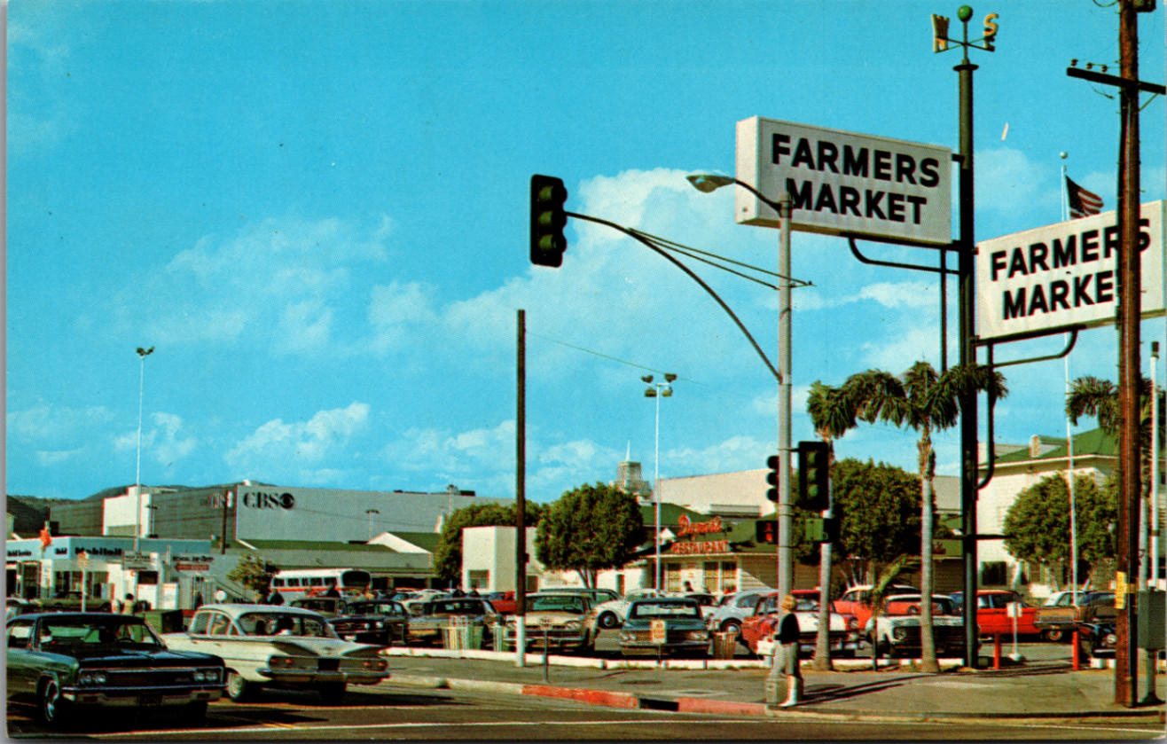 Los Angeles Farmers Market Postcard c.1960s Third & Fairfax CBS Studio Unposted