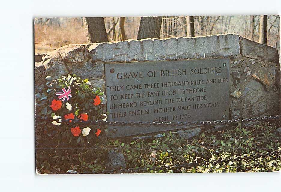 Postcard Grave of British Soldiers Old North Bridge Concord Massachusetts USA