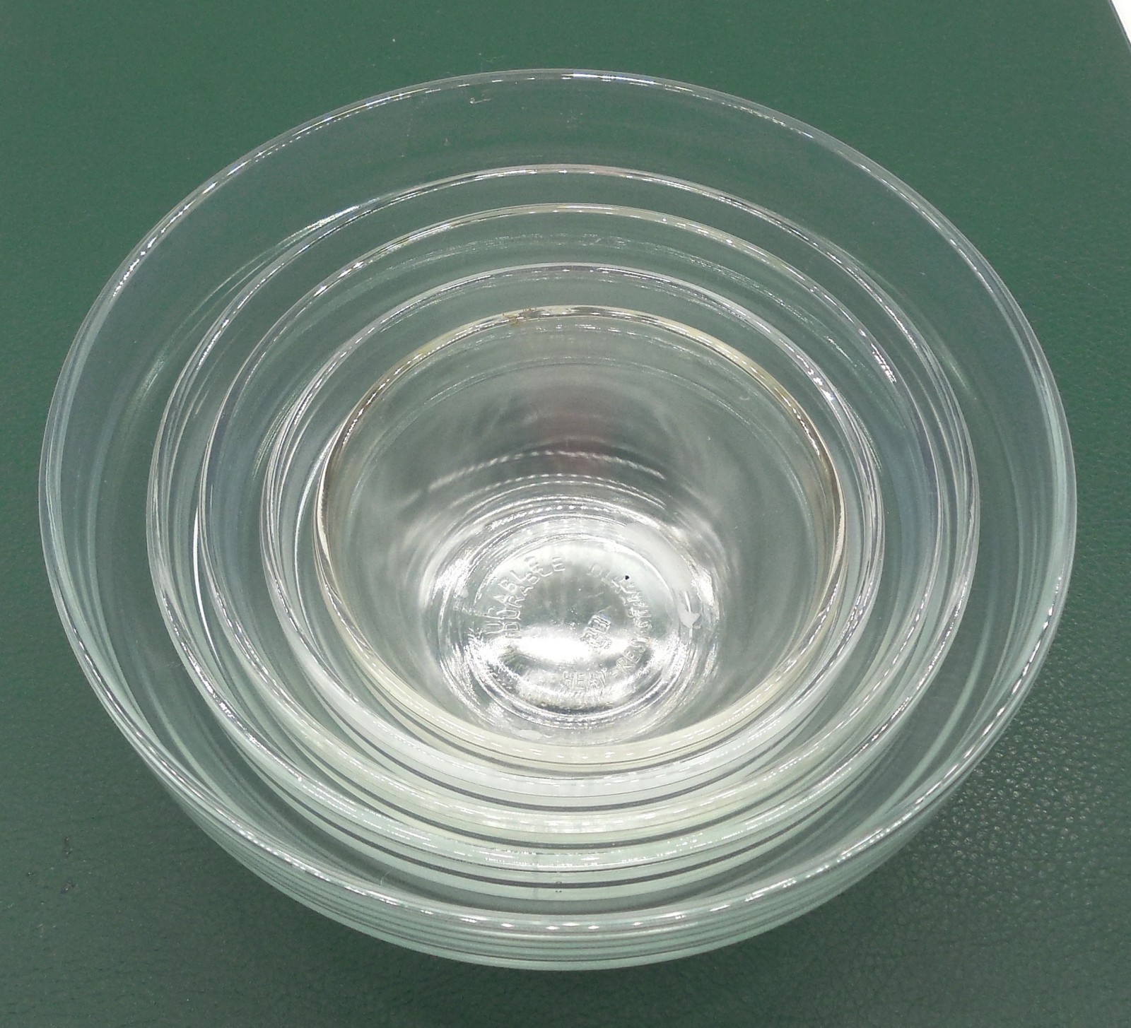 VTG Clear Durable Glass Nesting Mixing Bowls Spun Glass French Style MCM Prep