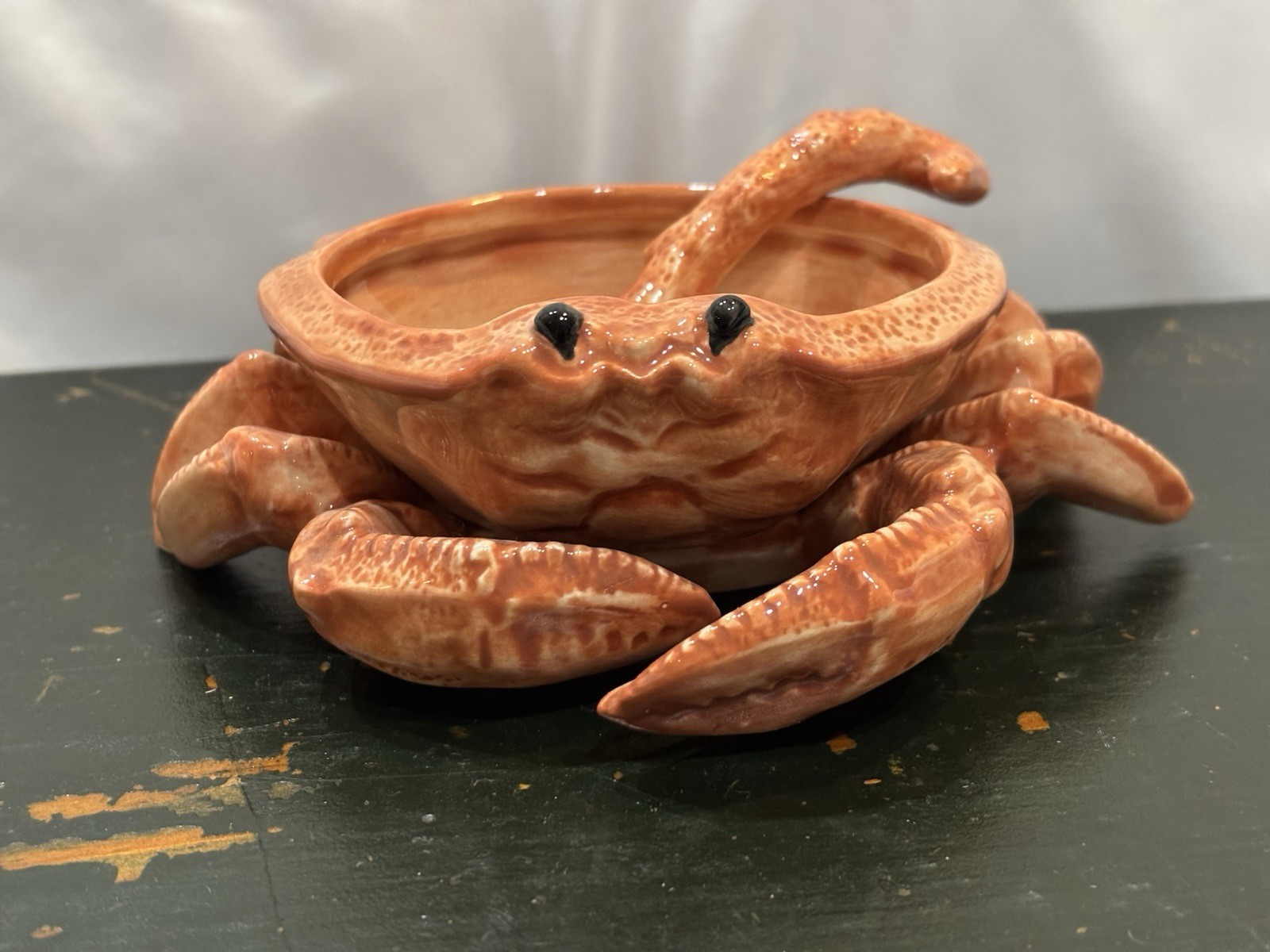 Fitz & Floyd Ceramic Crab Dip Sauce Bowl Dish Shell Spoon Nautical Ocean 1992