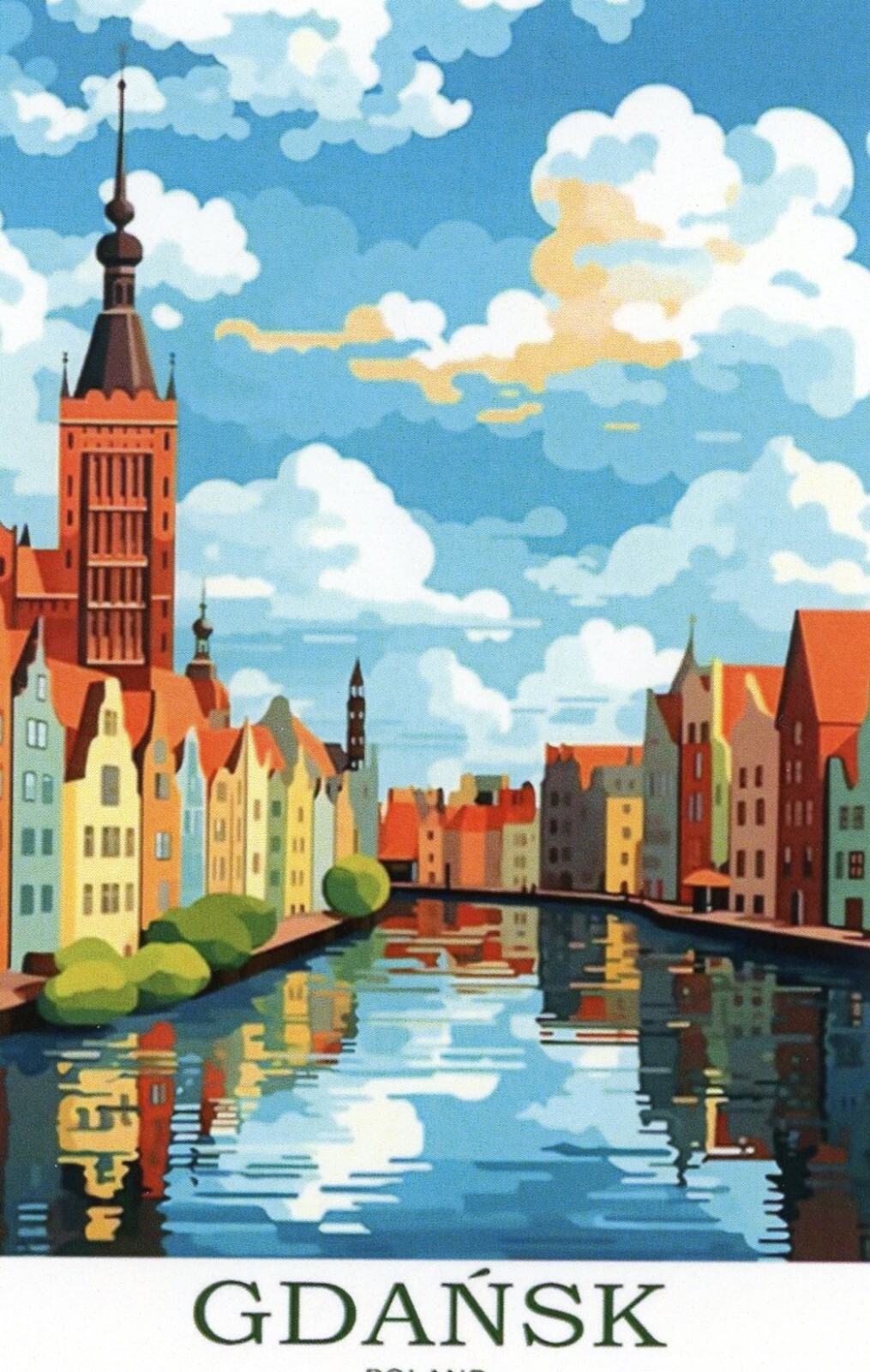 Gdansk, Poland, Motlawa River --New POSTCARD