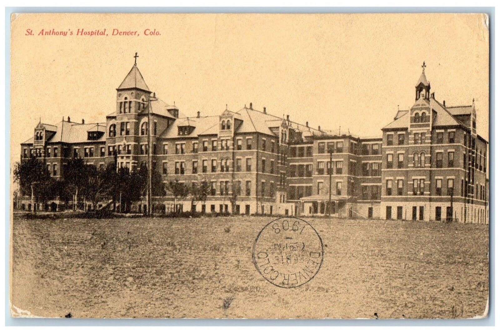 1908 St. Anthony's Hospital Exterior Building Denver Colorado Vintage Postcard