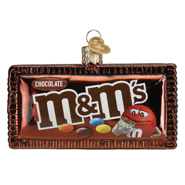 Old World Christmas M&M'S MILK CHOCOLATE (32587) Glass Ornament w/ OWC Box