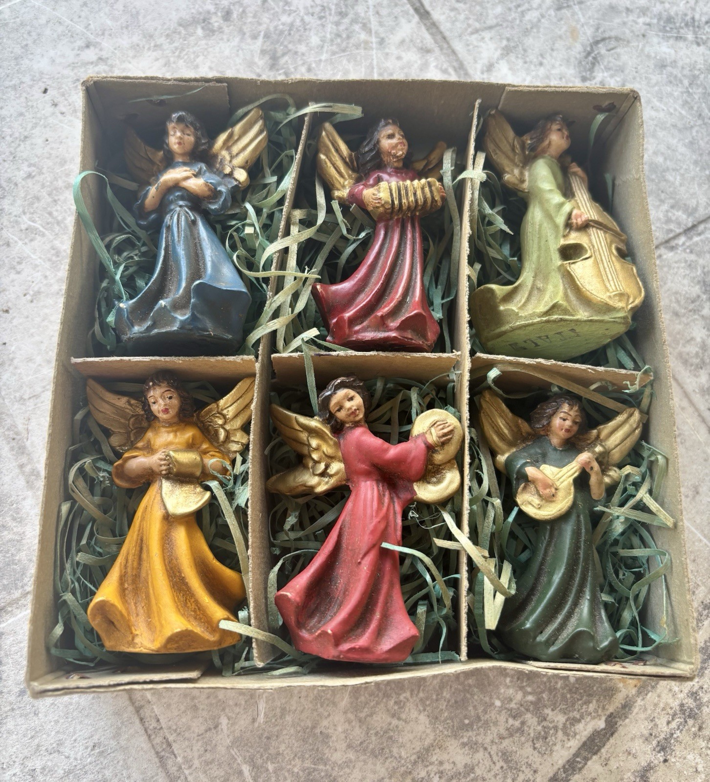 Vintage Italian Standing Angel Set - Mulitcolor