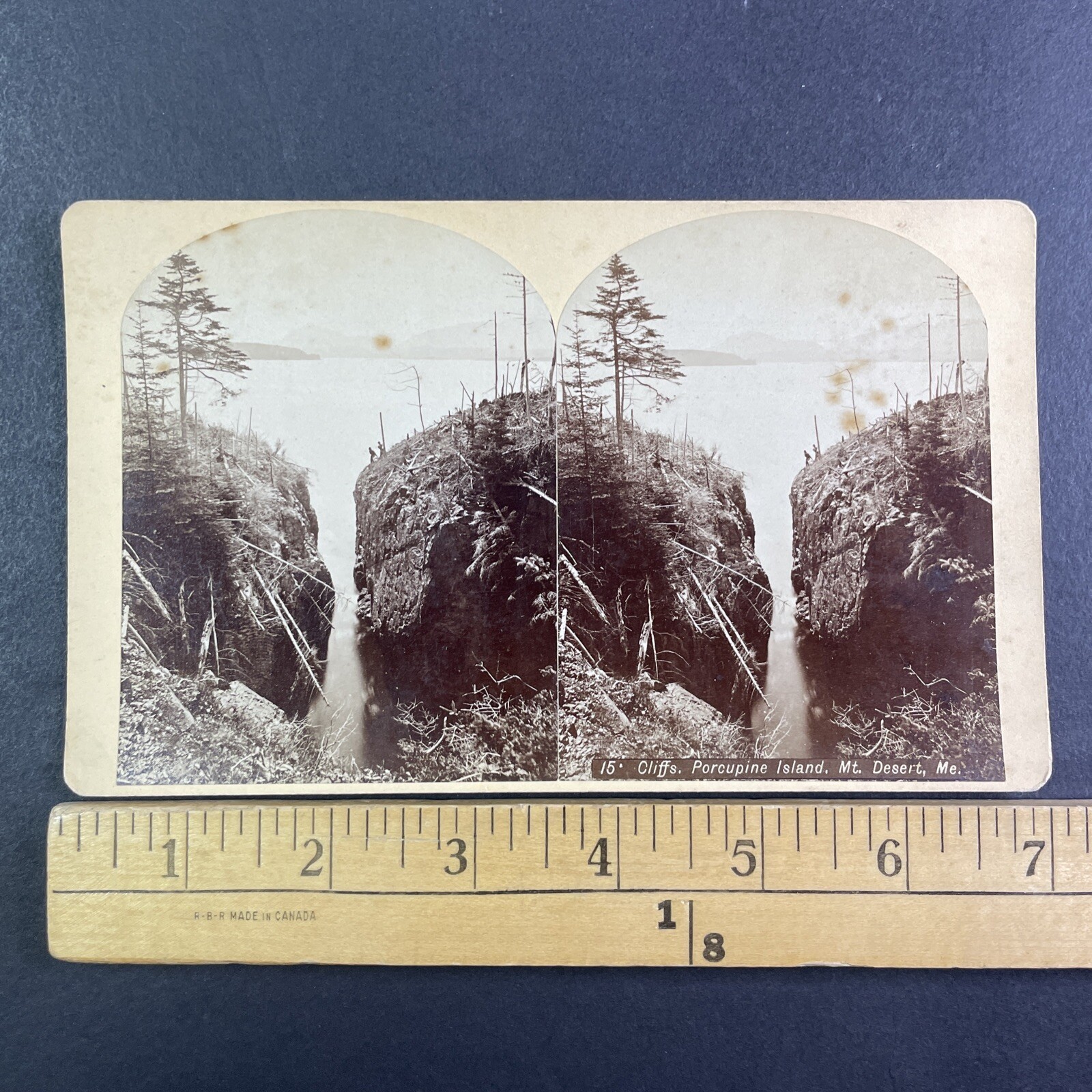 Cliffs Porcupine Island Mt. Desert Maine Stereoview Bradley Bar Harbor 1870s Cliffs Porcupine Island Mt. Desert Maine Stereoview Bradley Bar Harbor 1870s