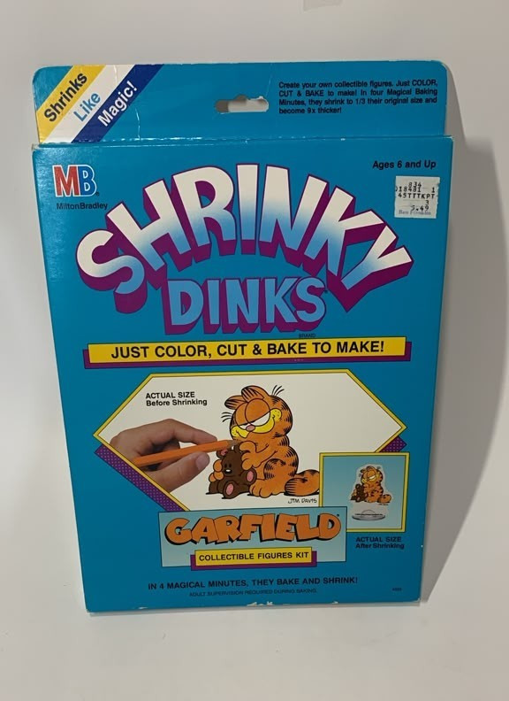 Vintage NOS 1989 Garfield The Cat MB MLP Shrinky Dinks SEALED Vintage NOS 1989 Garfield The Cat MB MLP Shrinky Dinks SEALED