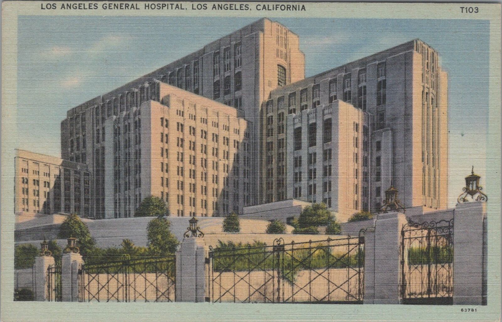 Postcard Los Angeles General Hospital Los Angeles CA 