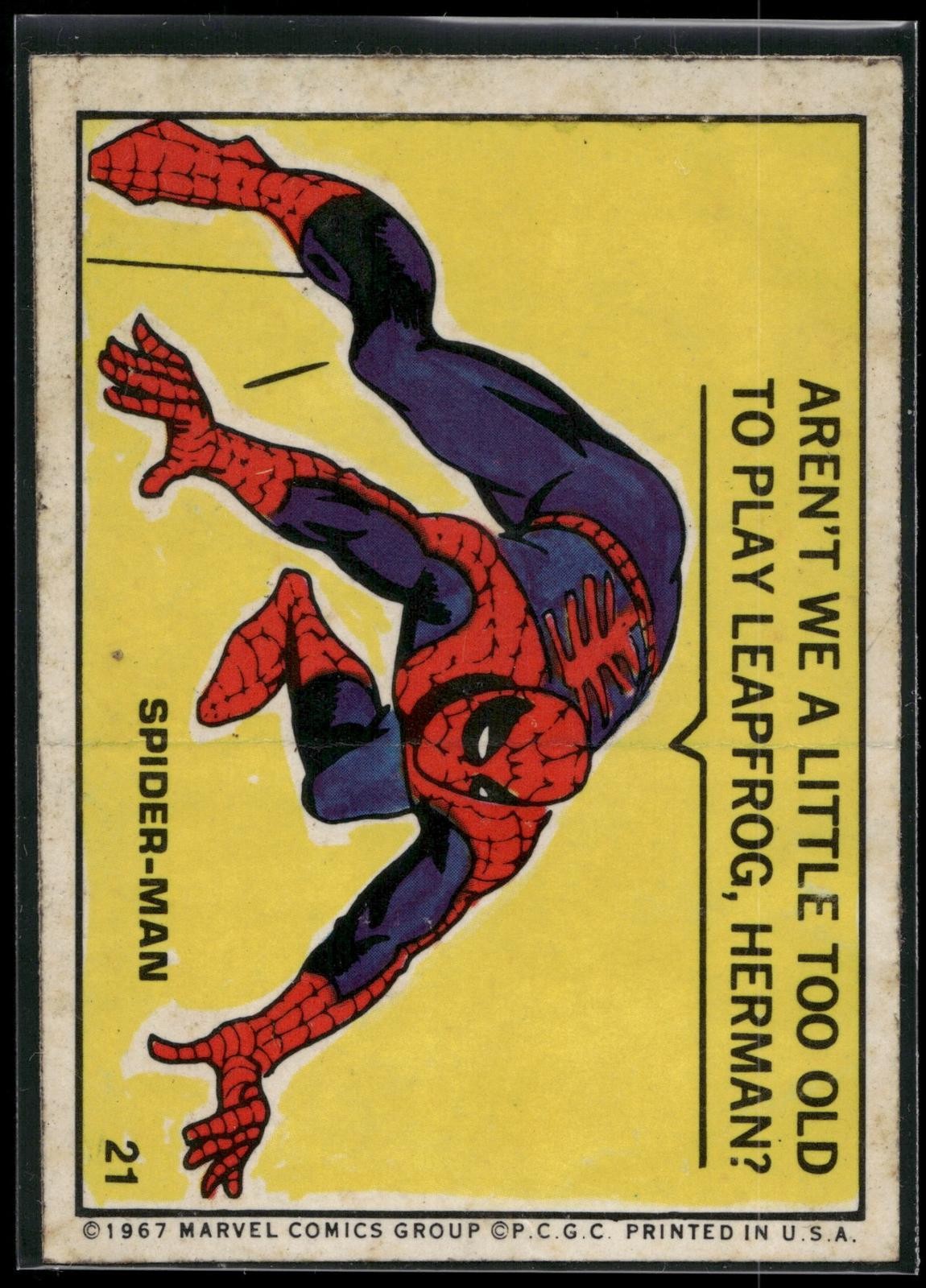 1967 Philadelphia Marvel Stickers #21 Aren't we a little too old to be playing