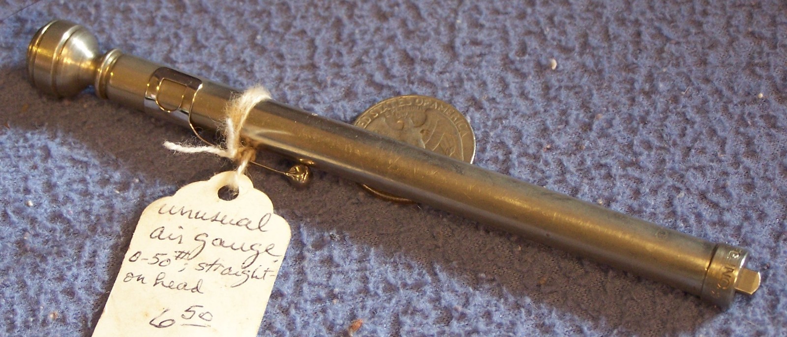 scarce Straight Head Aluminum Bodied Tire Pressure Gauge GM CO. MFG. INC. scarce Straight Head Aluminum Bodied Tire Pressure Gauge GM CO. MFG. INC.