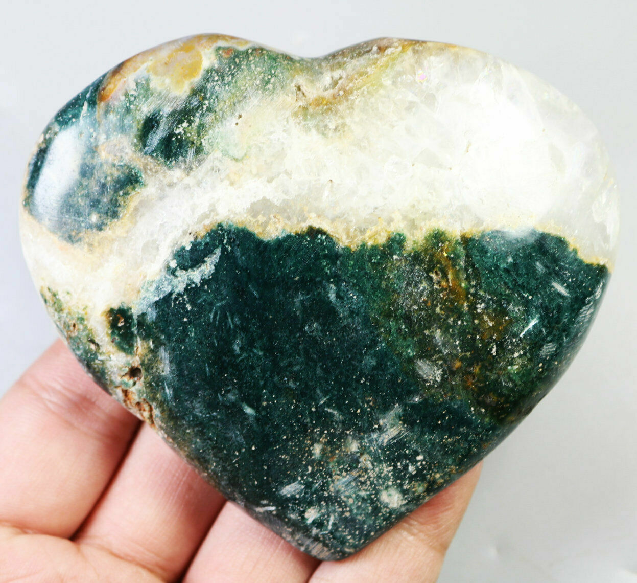 262g Amazing Natural Ocean Jasper Crystal Agate Geode Heart Jasper Reiki Stone