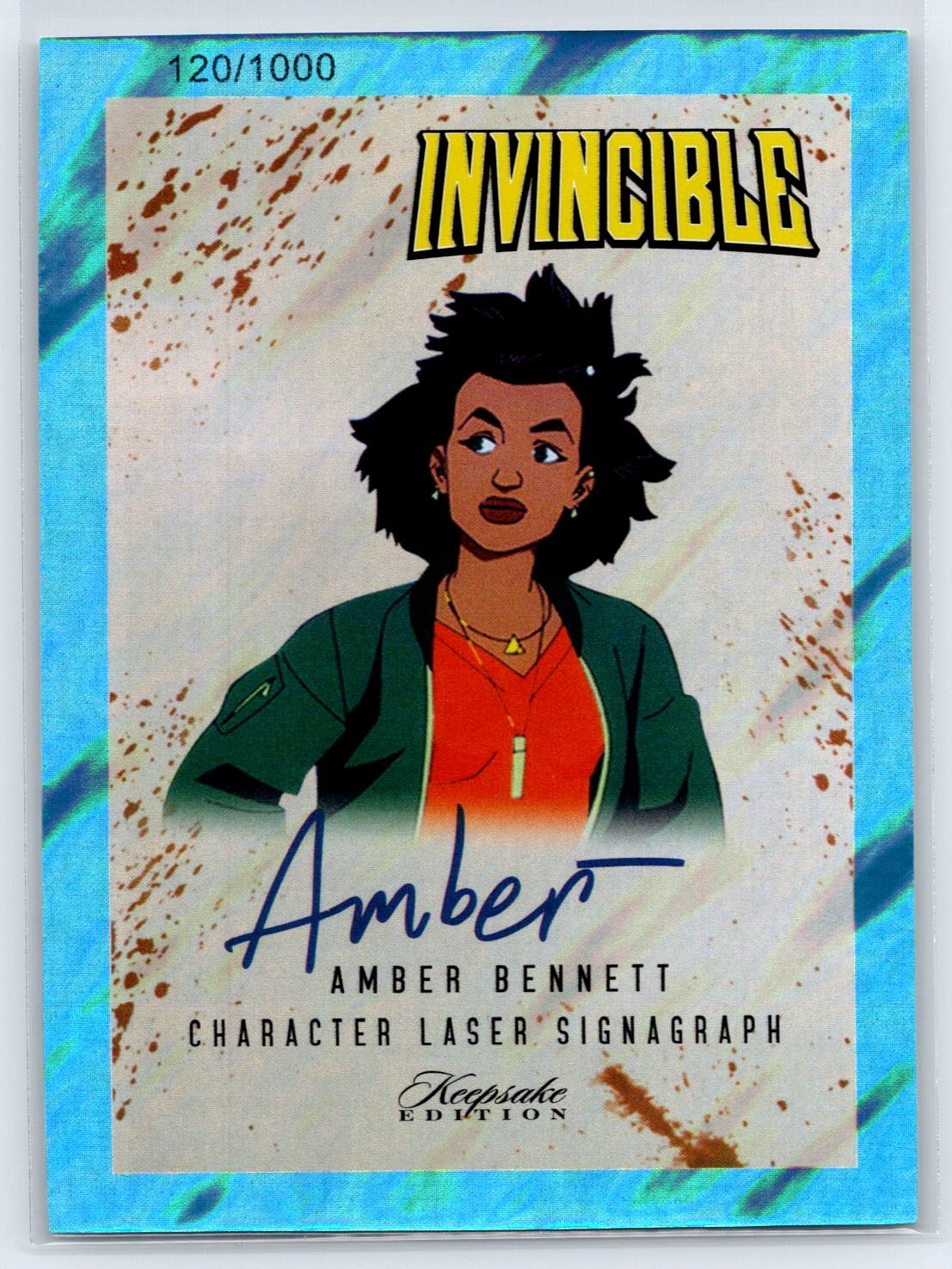 2025 Keepsake Invincible Amber Bennett Laser Signagraph Blue Holo #/1000 #341