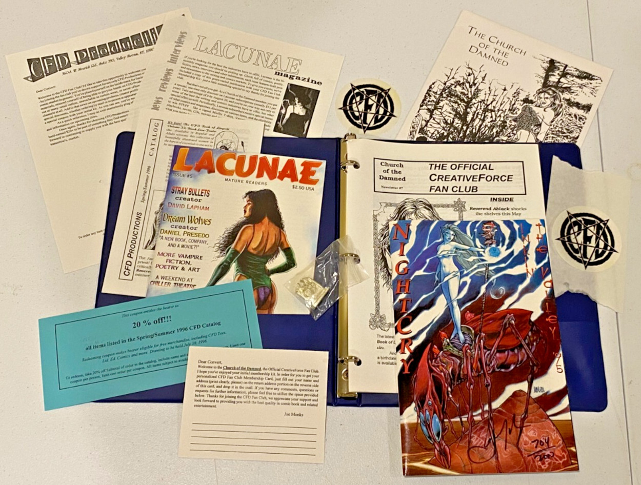 CFD Productions 1996 PROMO BINDER PACK Lacunae #5 & NightCry #4 JOE MONKS signed