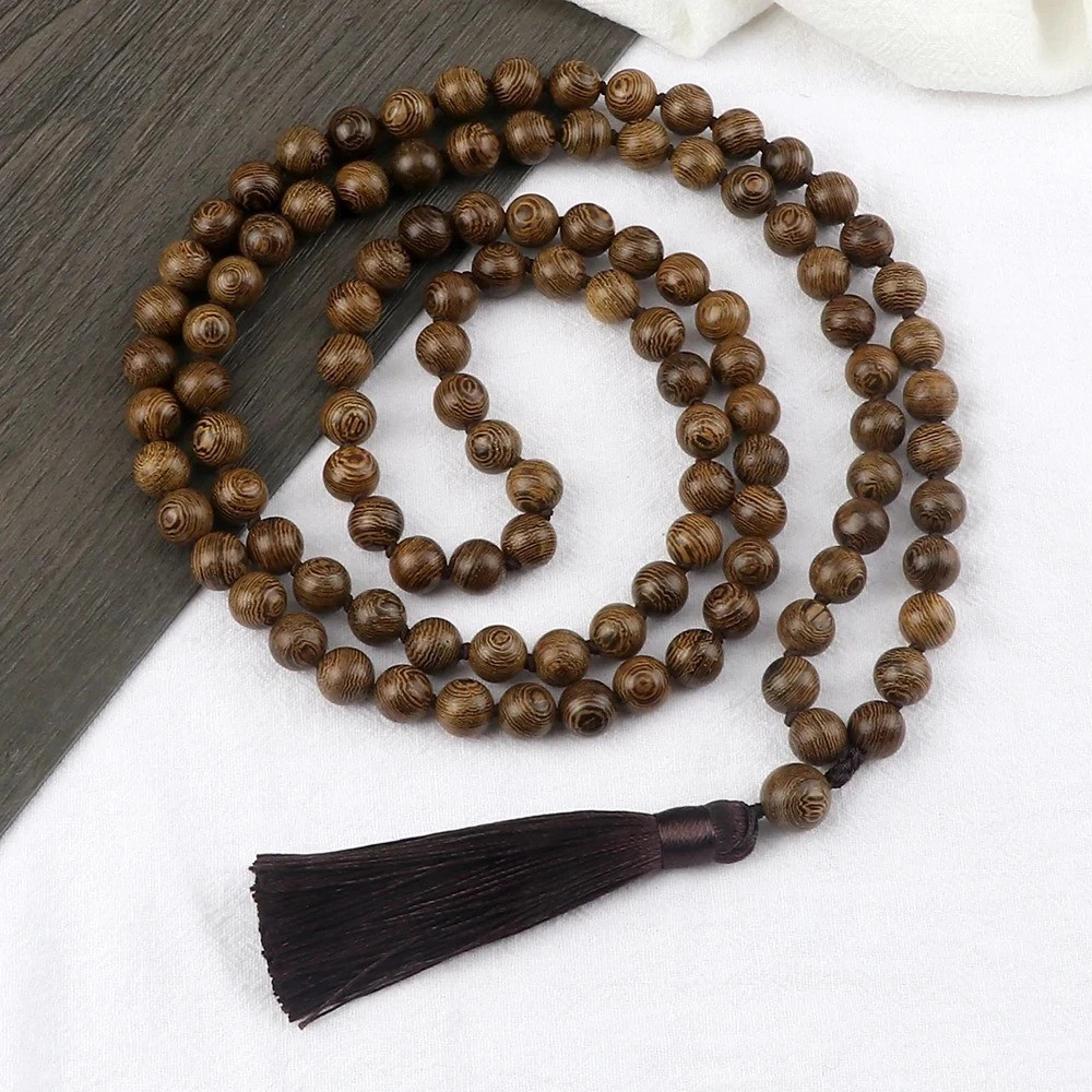 108 Mala Beads Necklace Prayer Meditation Yoga Tassel Buddhist Jewelry Boho
