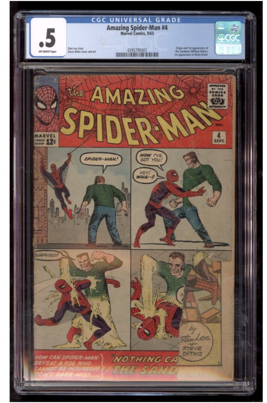Amazing Spider-Man 4 CGC .5 1st App Betty Brant & Sandman Origin Ditko Art 1963