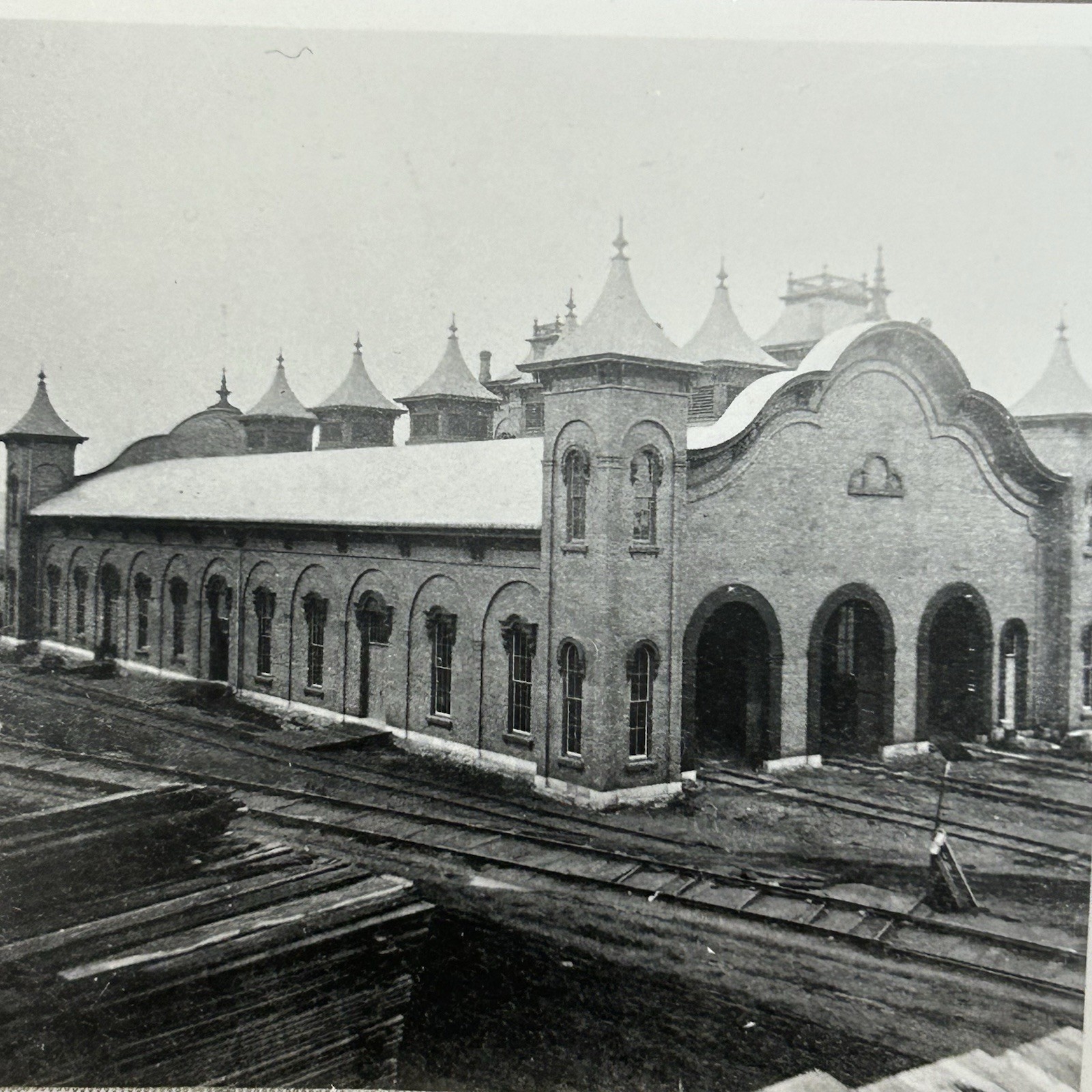 Vintage Photo Central Vermont Railroad Shop Building St Albans Train Shed