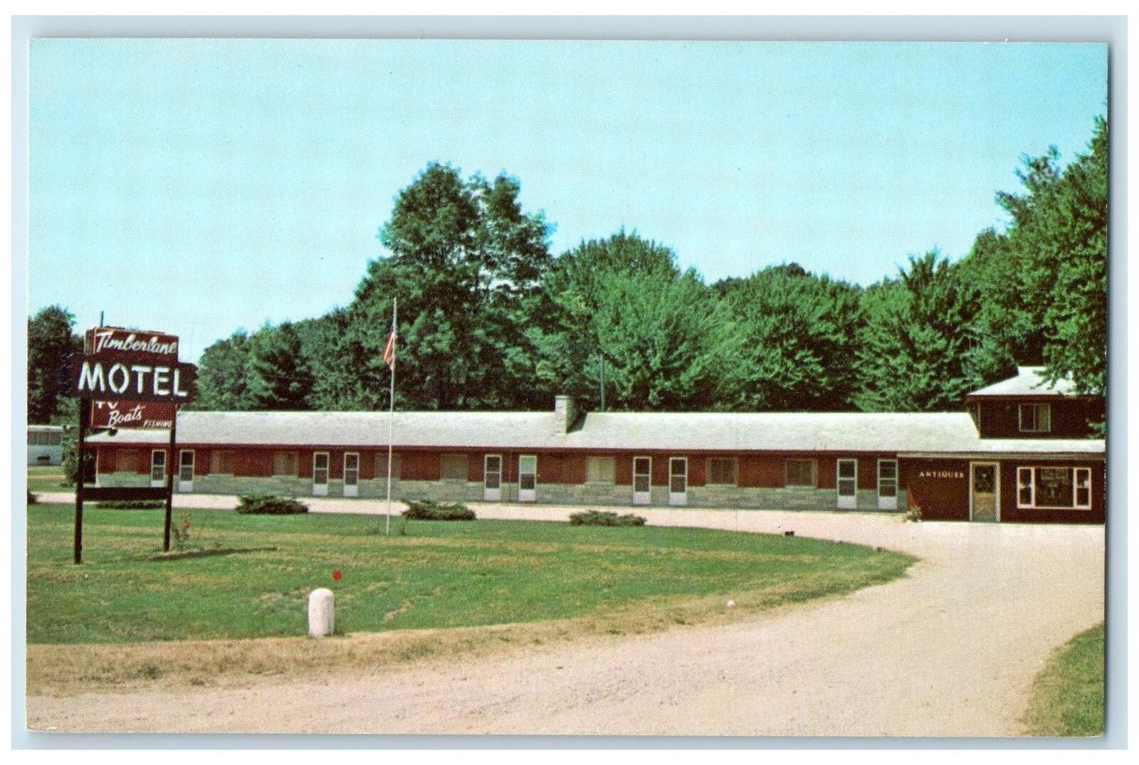 c1960\'s Timberlane Motel Exterior Roadside Jones Michigan MI Unposted Postcard