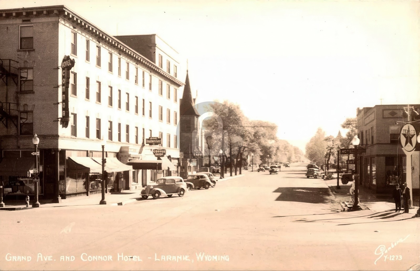 Laramie WY Wyoming Grand Avenue & Connor Hotel 1940s RPPC Photo Postcard COPY