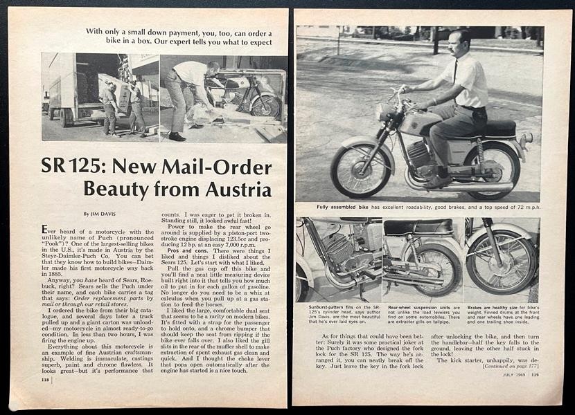 Sears Allstate SR125 Puch 1969 review *SR 125 New Mail-Order Beauty from Austria