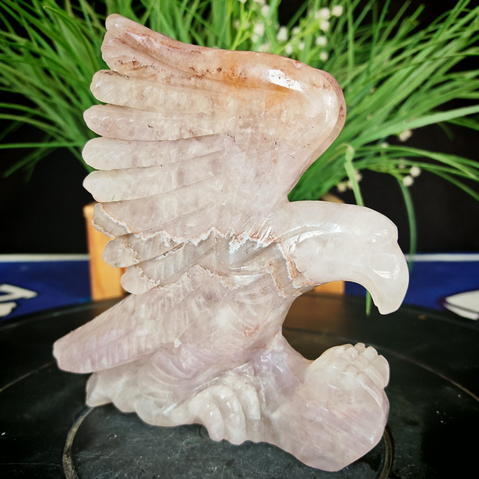 2.2LB Top natural crystal hand carved therapeutic artwork 1000g