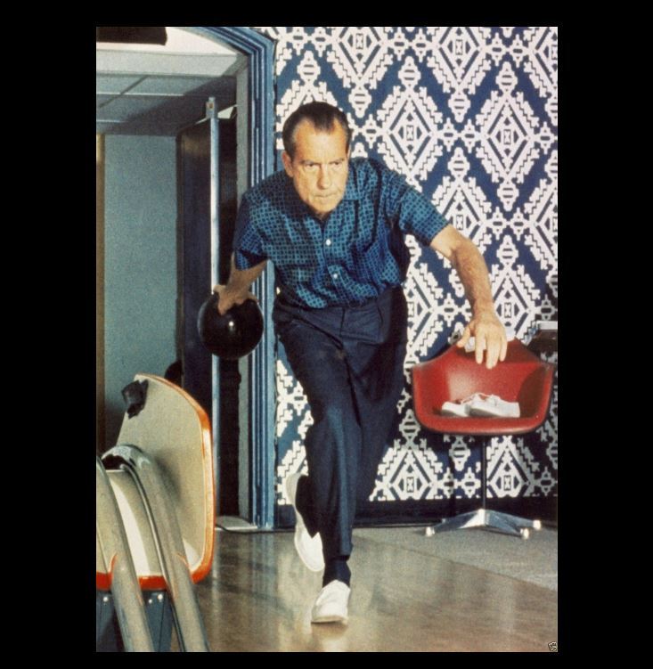 Rare Richard Nixon Bowling PHOTO White House Lanes Republican President Ball Rare Richard Nixon Bowling PHOTO White House Lanes Republican President Ball