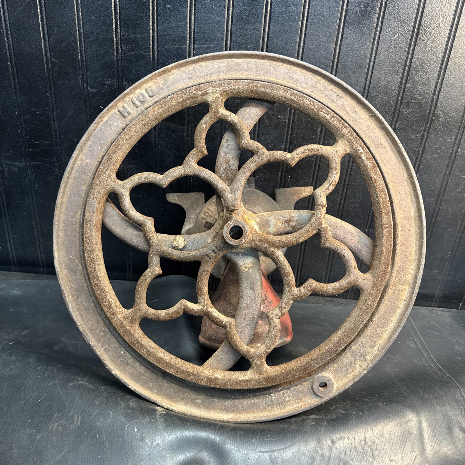 Antique Cast Iron COFFEE GRINDER Mill ~ 18” Wheel No 105 