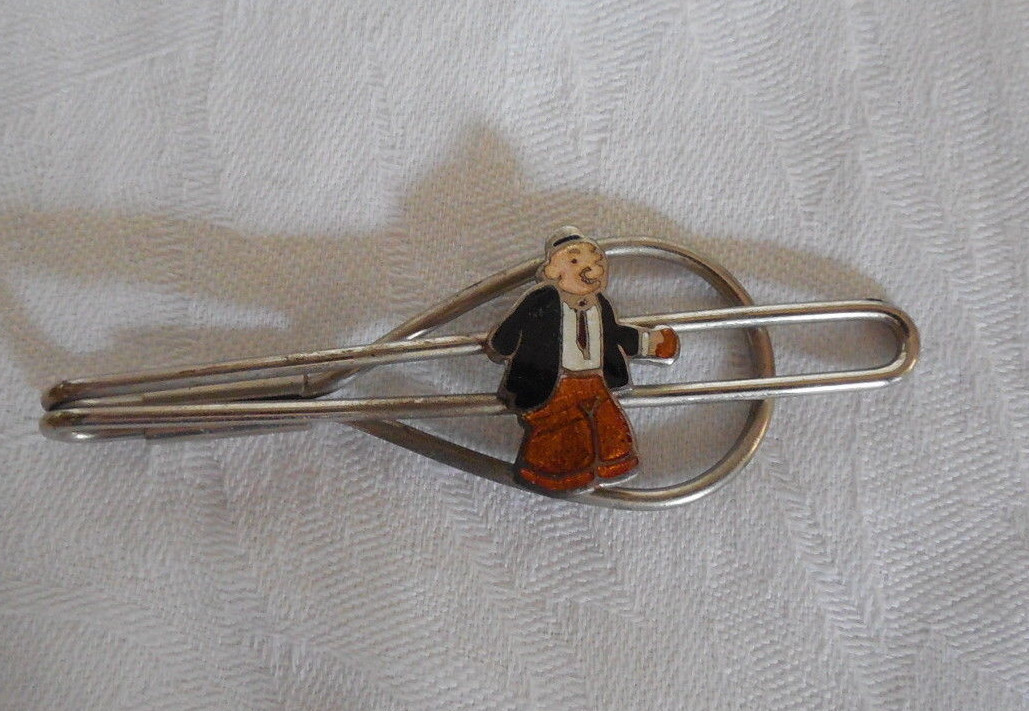 Popeye enamel cloisonne WIMPY 1930's tie clip, money clip Nice