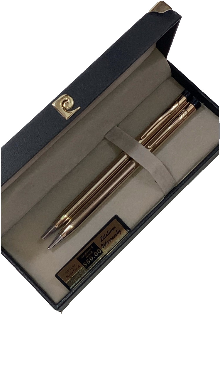 VINTAGE, PIERRE CARDIN 14K GOLD Plated PEN/PENCIL Unused NIB