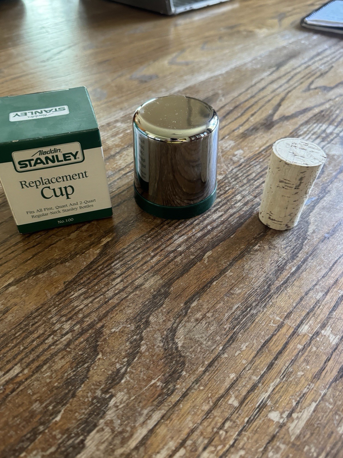 Vintage Aladdin Stanley Thermos Replacement Cup Cap No. 100 New in Box With Cork