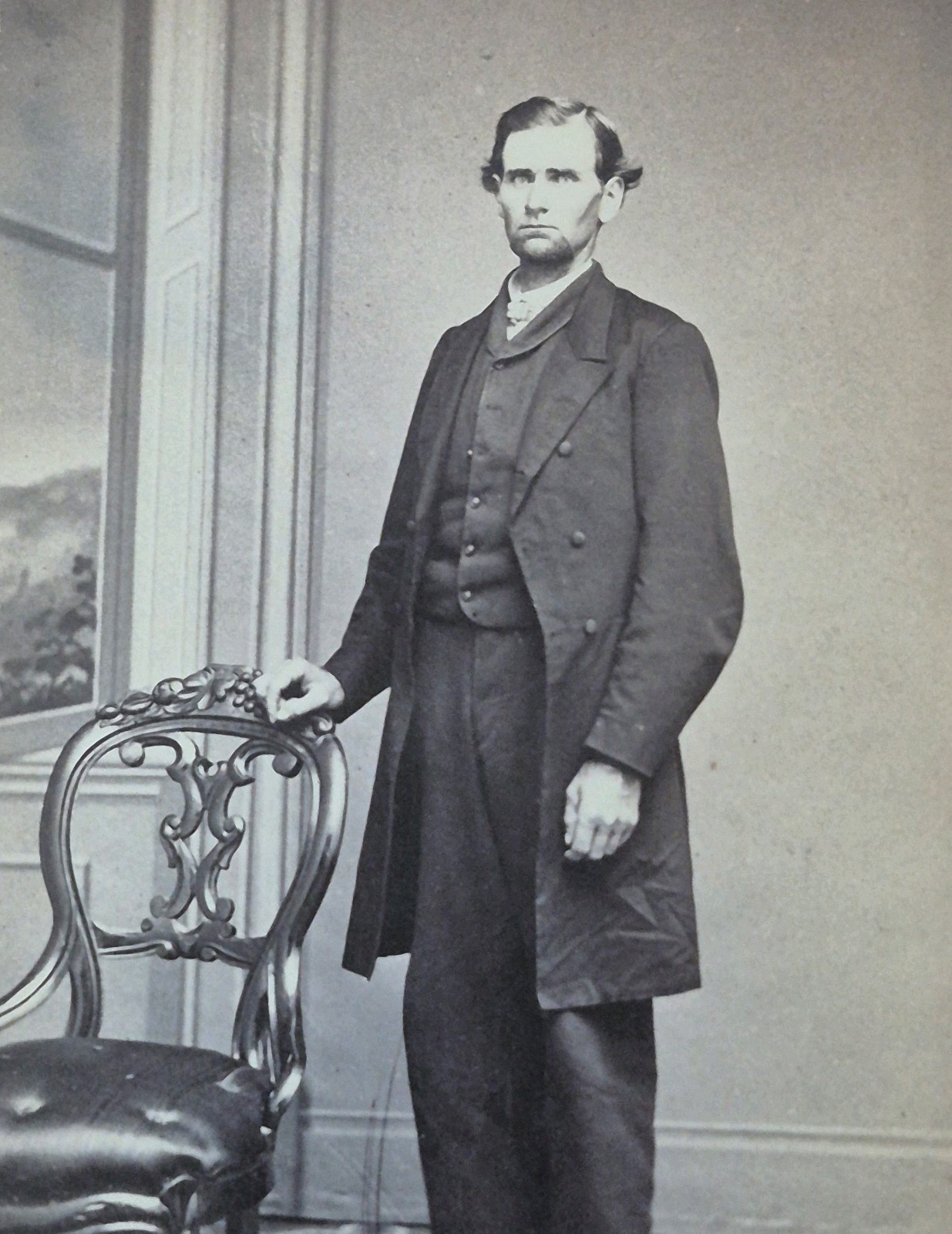 Antique CDV Civil War Era 1860s Photo Handsome Man Bronk Ballston Spa New York