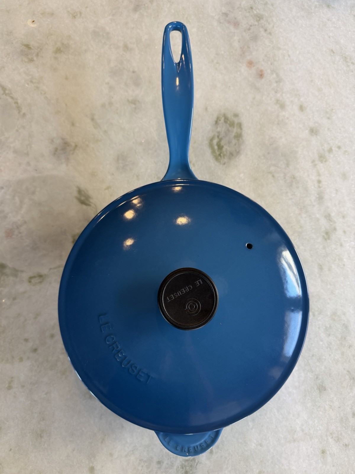 New Le Creuset Saucier 24 3qt Marseille Blue W/Lid, Long Handle, France