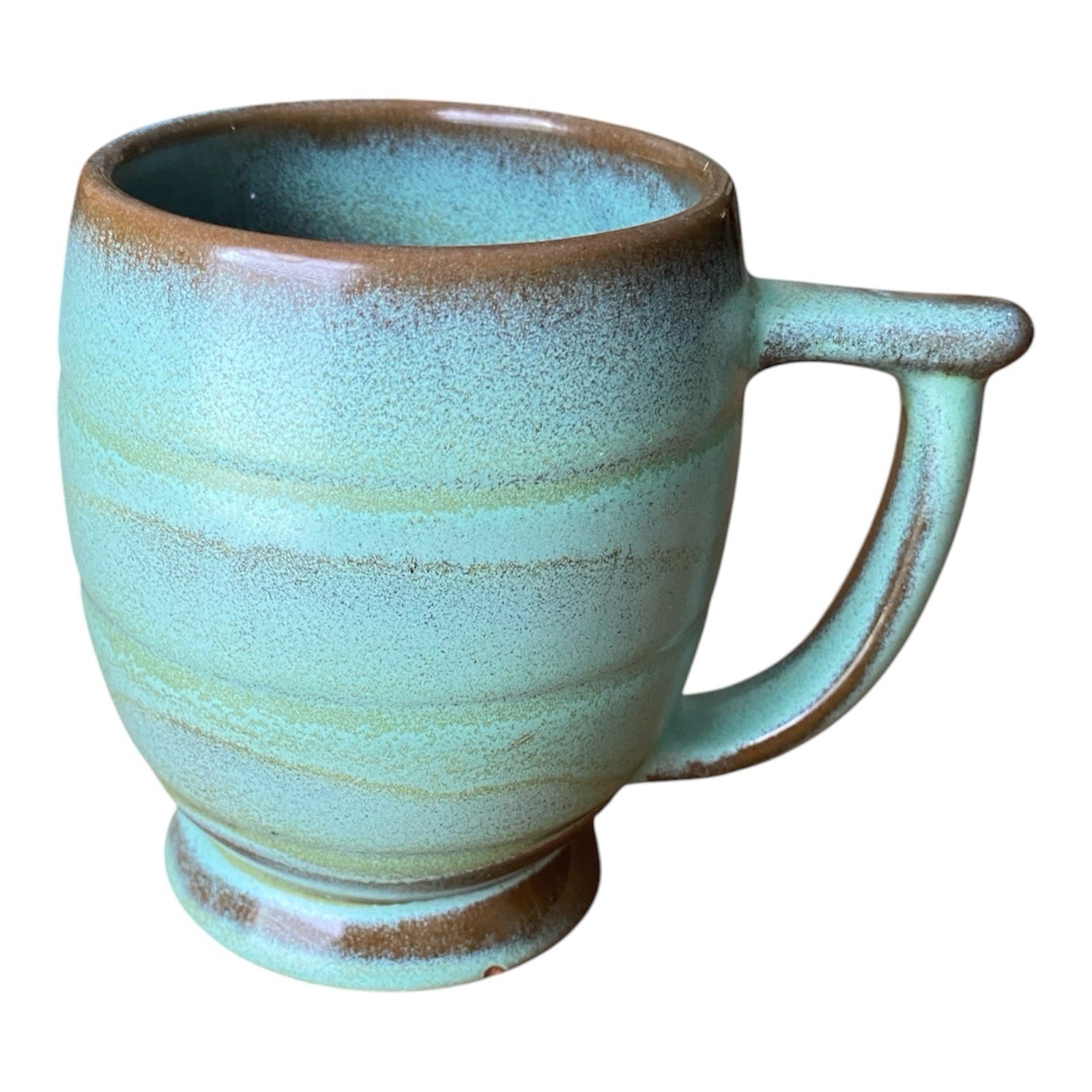 Frankoma Pottery C7 Prairie Green Footed Barrel Coffee Cup Mug