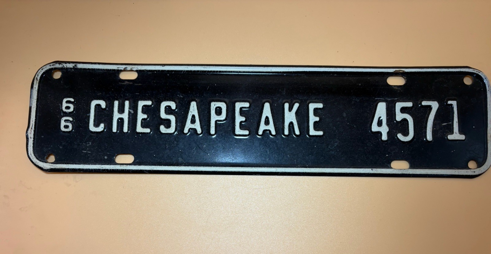 Rare 1966 Chesapeake Licence Plate  