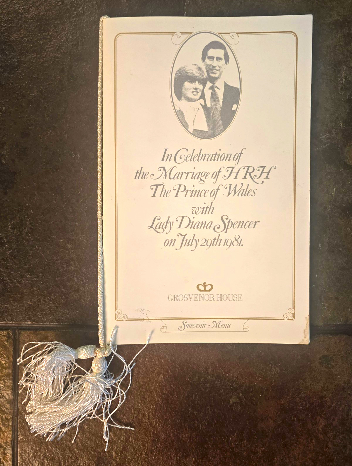 Grosvenor House Souvenir Menu Prince Charles Wedding 1981 Lady Diana 