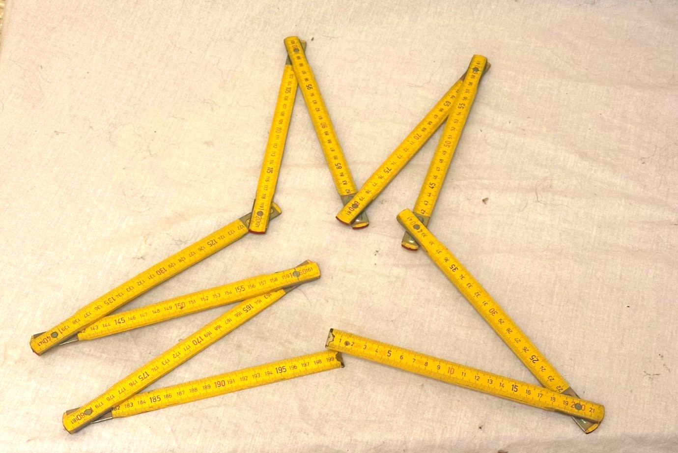 Antique Wooden Carpenters Folding Measuring Ruler Measuring Tool