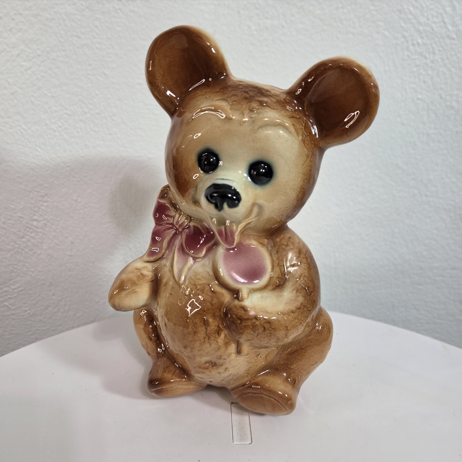 Royal Copley American Teddy Bear Lollipop Vintage Ceramic Glazed Planter 