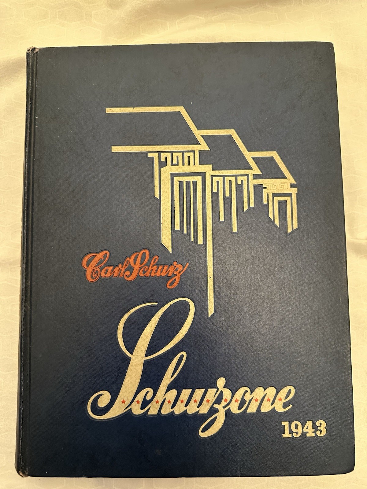 1943 Carl Schurz High School Chicago Yearbook Schurzone with several signatures 