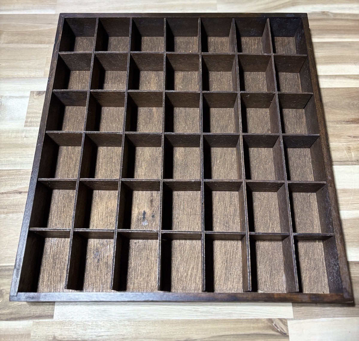 Vtg 80s Wooden MSR Imports Mini Trinket Display Shelf Wall Decor.  42 Cubbies.