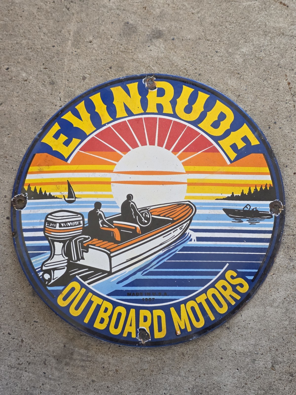  VINTAGE EVINRUDE OUTBOARD MOTORS PORCELAIN GAS SIGN 12\