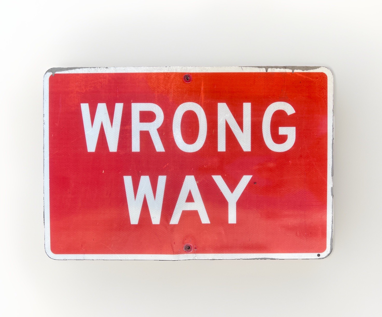 Vintage Massive Retired WRONG WAY  Highway Sign  Galvanized 24\