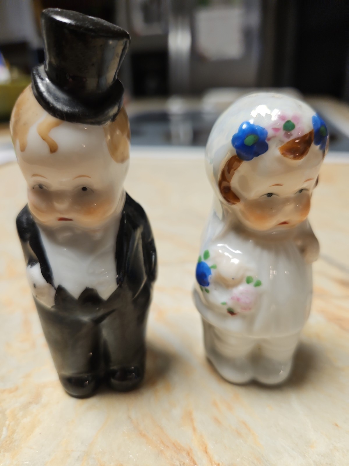 Vintage Bisque Porcelain Bride and Groom Figurines Japan 4.5 Vintage Bisque Porcelain Bride and Groom Figurines Japan 4.5