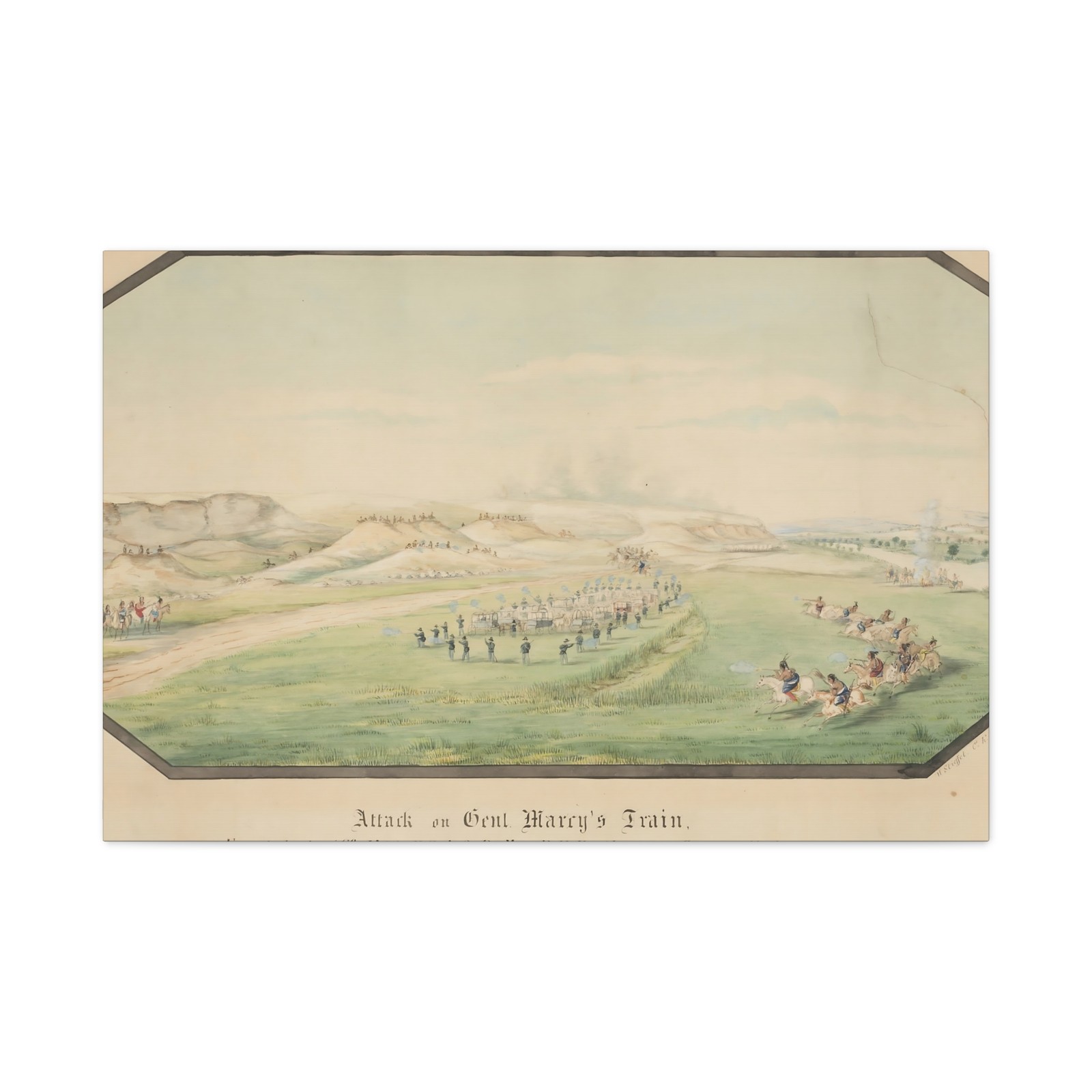 Hermann Stieffel - Attack on General Marcy\'s Train - 1867 - Canvas Wall Art